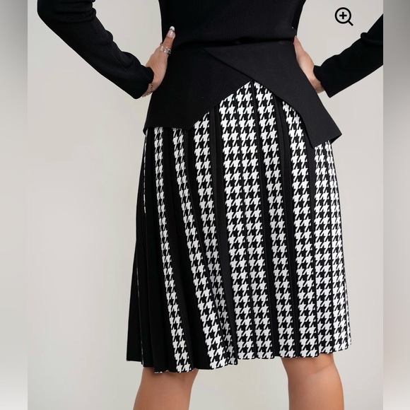 NWT Aleeza Paris Houndstooth Pleated Skater Skirt (read description) - Picture 3 of 13